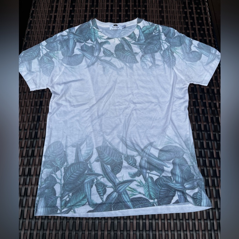 Topman Shirt White and Green Size L